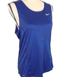 Nike Running Athletic Tank Top Dri Fit Royal Blue Loose Fit Geometric sz Sm